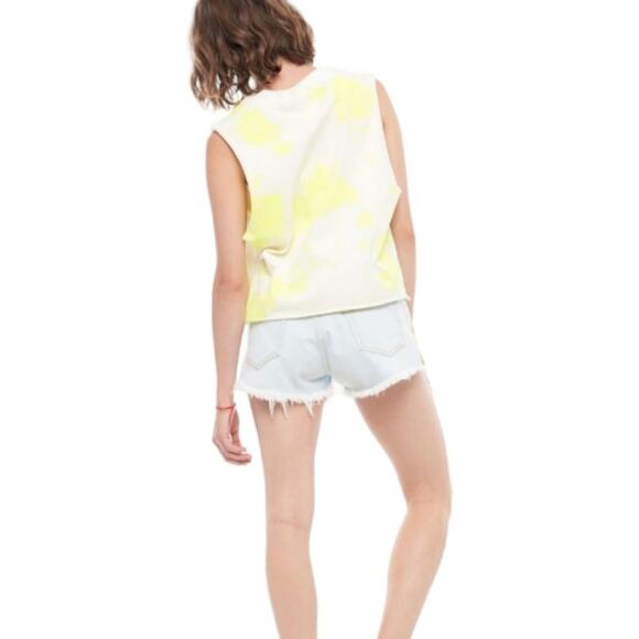 Free People x Sandrine Rose Distressed Denim Shorts with Yellow Zippers - Picture 5 of 14